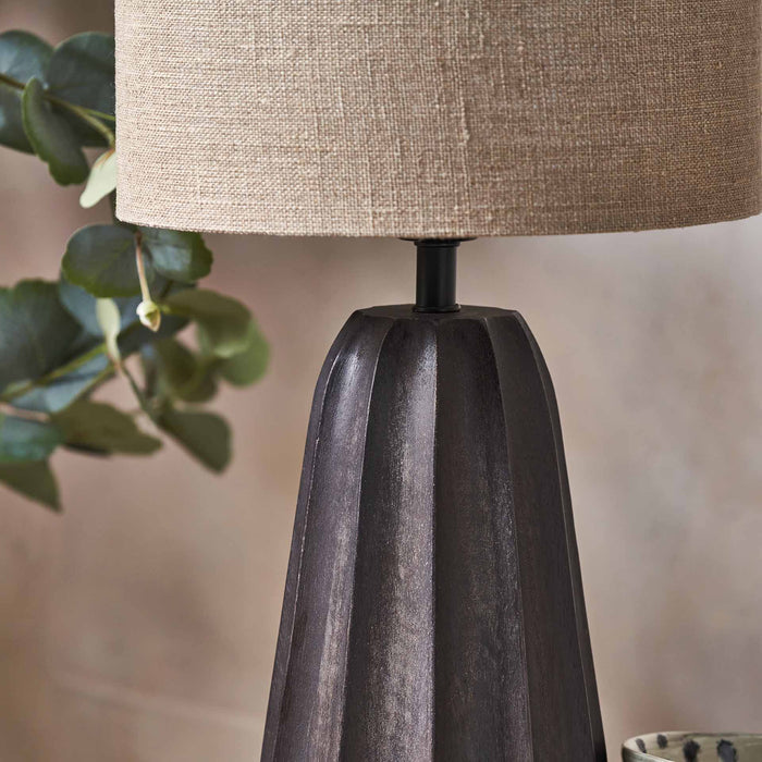Neala Black Textured Tall Wood Table Lamp