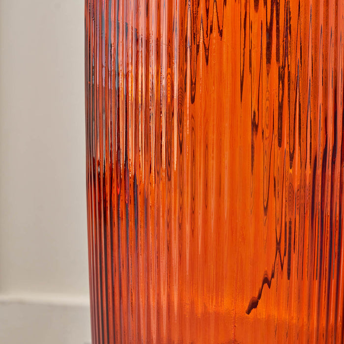 Oliva Orange Recycled Glass Ribbed Vase