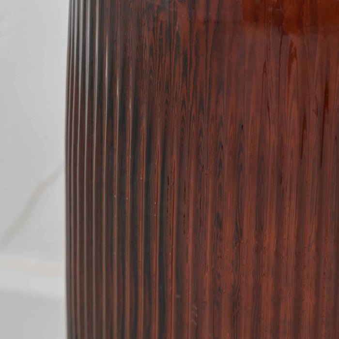 Oliva Pecan Brown Recycled Glass Ribbed Vase