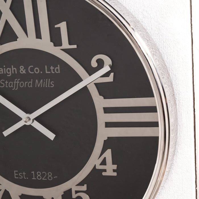 Orpheus Silver and Black Wall Clock