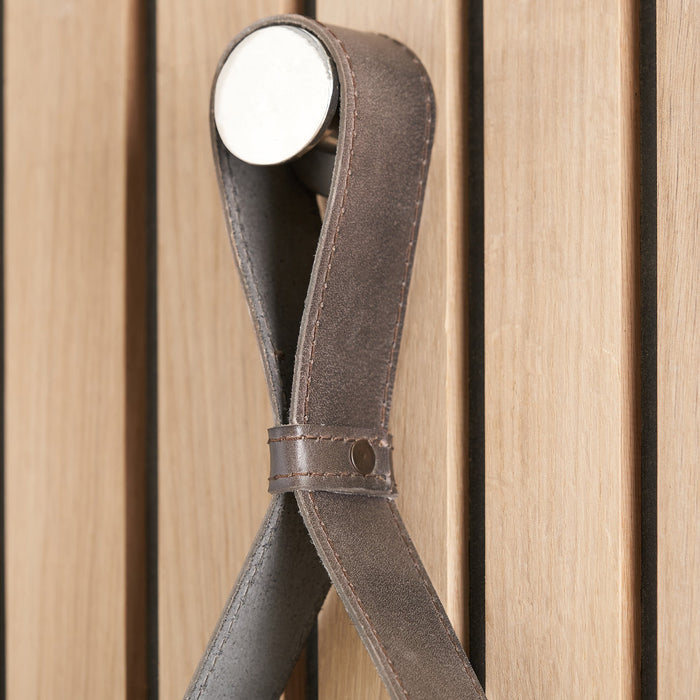 Otto Peppercorn Leather Frame Round Wall Mirror