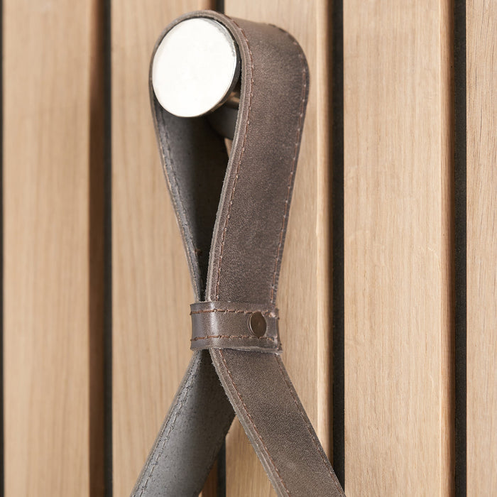 Otto Peppercorn Leather Frame Round Wall Mirror