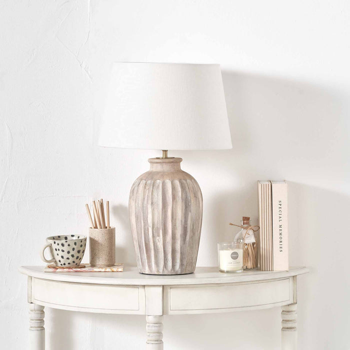 Paloma Natural Grooved Stoneware Table lamp Base