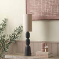 Palomina Black Ribbed Slim Wood Table Lamp