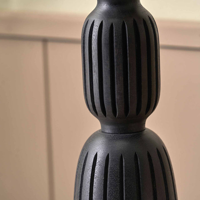 Palomina Black Ribbed Slim Wood Table Lamp