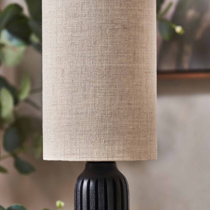 Palomina Black Ribbed Slim Wood Table Lamp