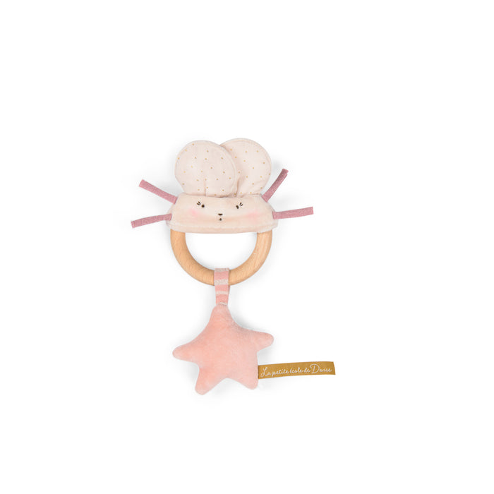 Pink Mouse Wooden Ring Rattle (La Petite Ecole de Danse)
