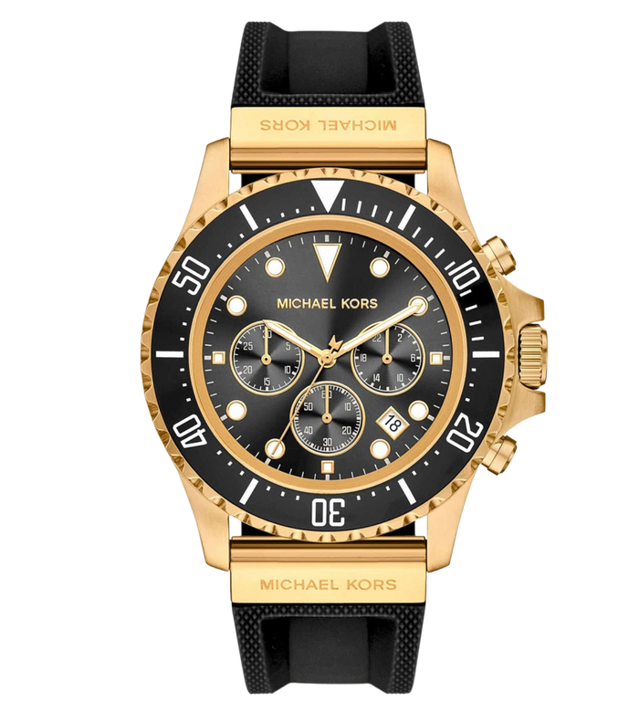 Michael Kors Quartz Black Dial Chronograph Silicone Men's Watch, MKO1162