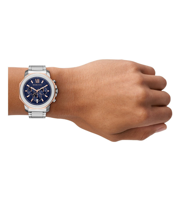 Michael Kors Quartz Blue Dial Chronograph Stainless Steel Men's Watch, MK9250