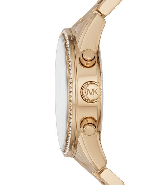 Michael Kors Quartz Gold Dial Chronograph Stainless Steel Women's Watch, MK6356