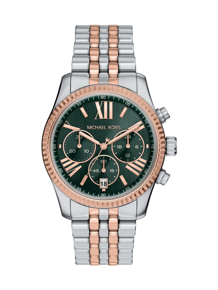 Michael Kors Quartz Green Dial Chronograph Stainless Steel Women's Watch, MK7610
