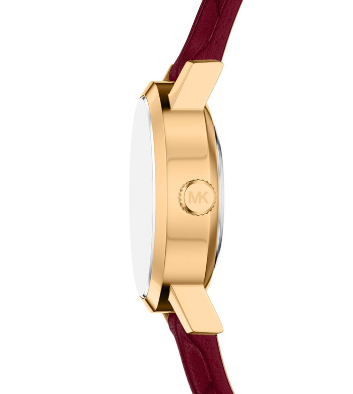 Michael Kors Quartz Mother Of Pearl Dial Analog Leather Women's Watch, MK7570SET