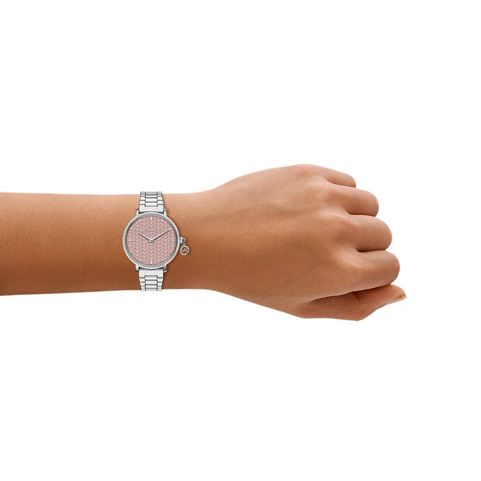 Michael Kors Quartz Pink Dial Analog Stainless Steel Women's Watch, MK7617