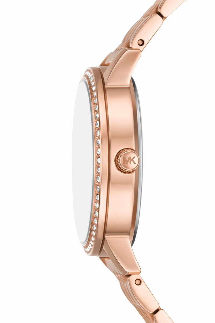 Michael Kors Quartz Rose Gold Dial Multi-Function Stainless Steel Women's Watch, MKO1081