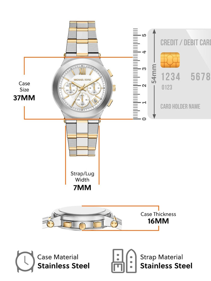 Michael Kors Quartz Silver Dial Chronograph Stainless Steel Women's Watch, MK7605