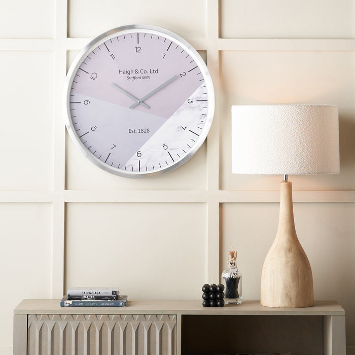 Reid Silver Metal Printed Face Wall Clock