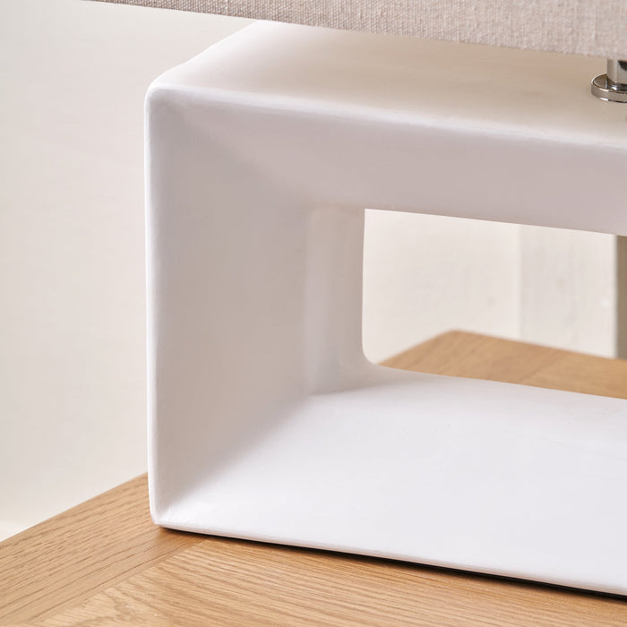 Renga White Rectangular Ceramic Table Lamp