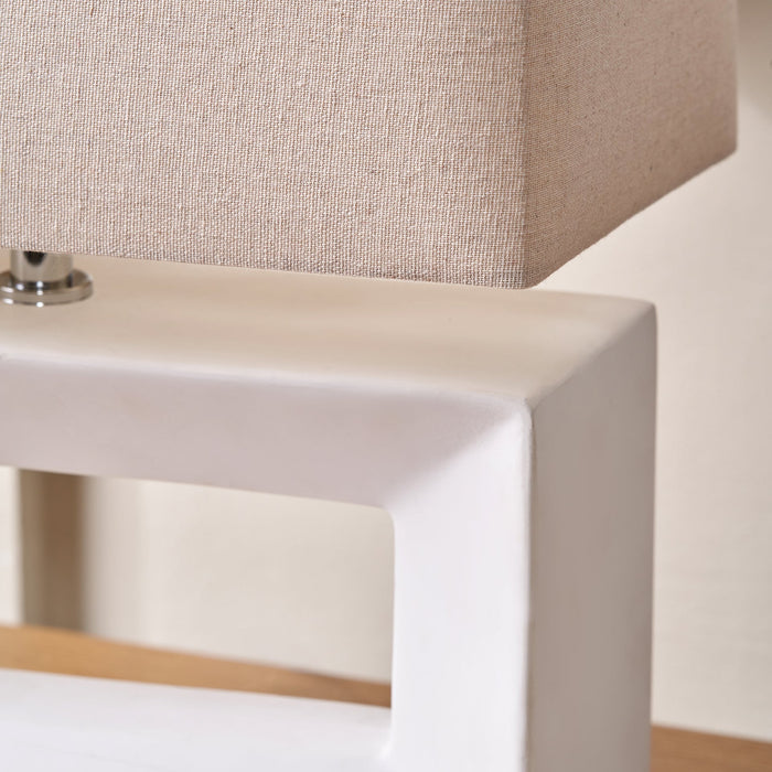 Renga White Rectangular Ceramic Table Lamp