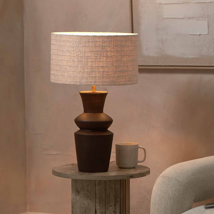 Rhett Dark Brown Sculptural Terracotta Table Lamp