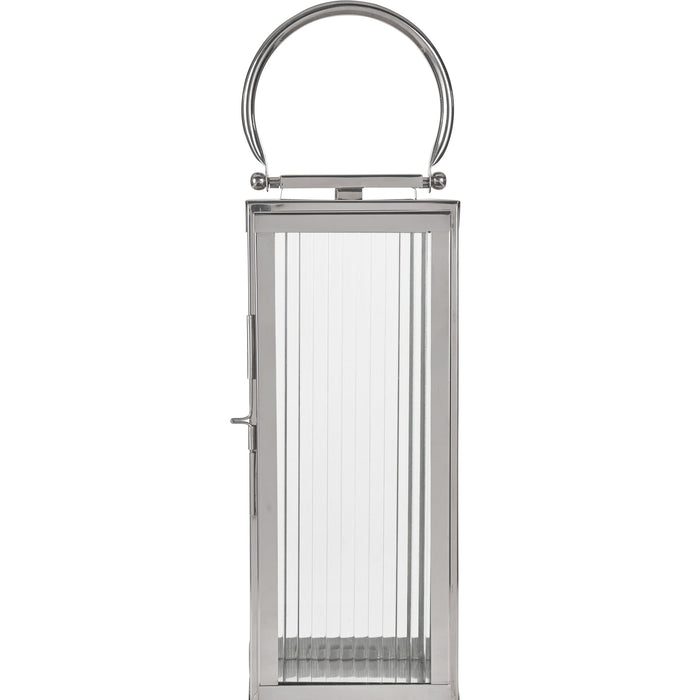 Riley Silver Ribbed Glass Small Lantern