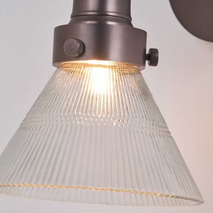 Sawyer Conical Ribbed Glass with Antique Bronze Fitting Wall Light