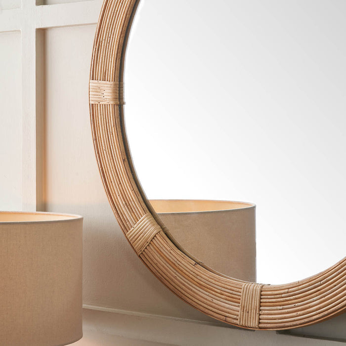 Sora Natural Rattan Frame Round Wall Mirror