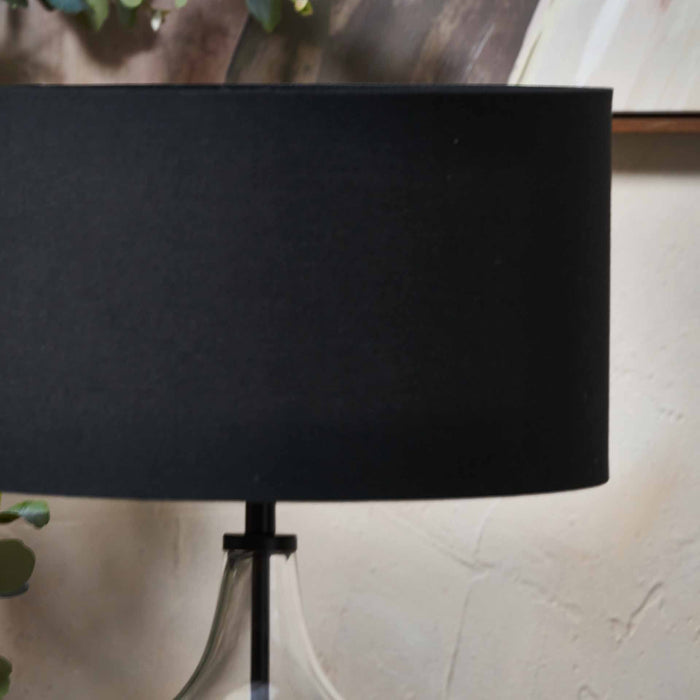 Sorrina Clear Glass and Black Bottle Table Lamp