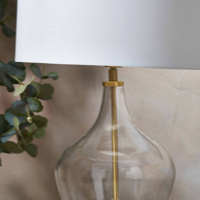Sorrina Clear Glass and Champagne Gold Bottle Table Lamp
