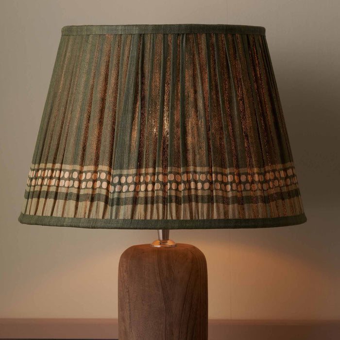 Tamala Olive Silk Border Print Mushroom Pleat Tapered Lampshade