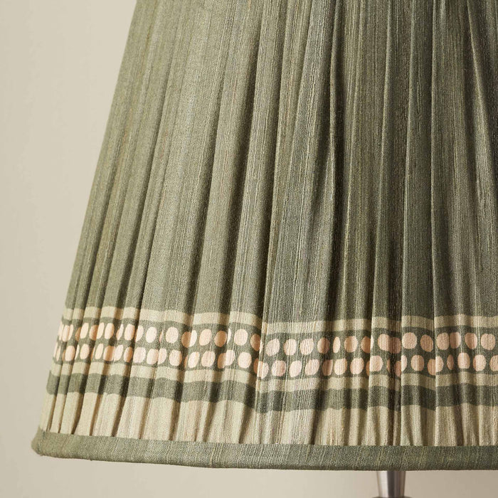 Tamala Olive Silk Border Print Mushroom Pleat Tapered Lampshade