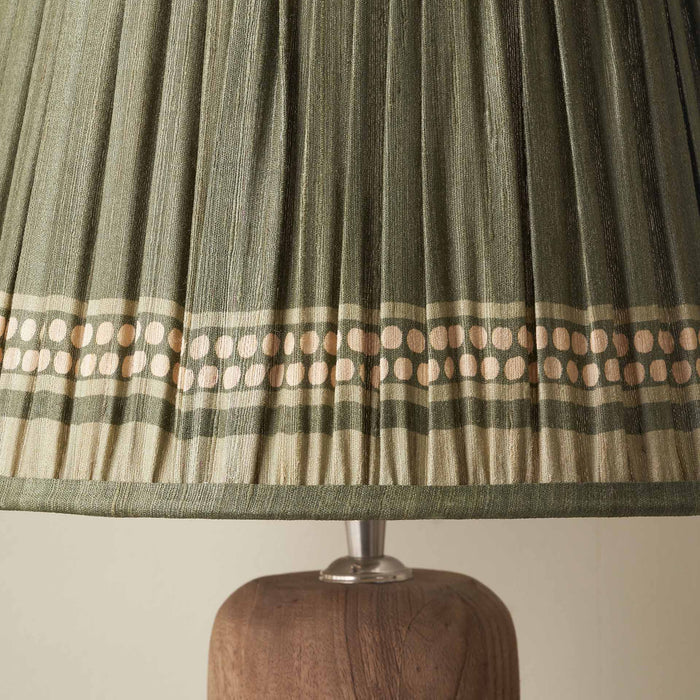 Tamala Olive Silk Border Print Mushroom Pleat Tapered Lampshade