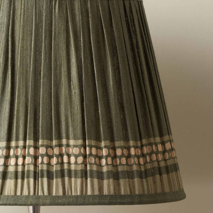 Tamala Olive Silk Border Print Mushroom Pleat Tapered Lampshade