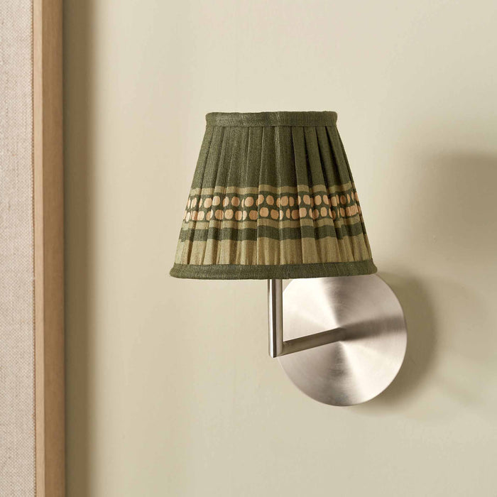 Tamala Olive Silk Border Print Mushroom Pleat Tapered Lampshade