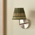 Tamala Olive Silk Border Print Mushroom Pleat Tapered Lampshade
