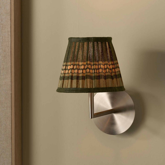 Tamala Olive Silk Border Print Mushroom Pleat Tapered Lampshade