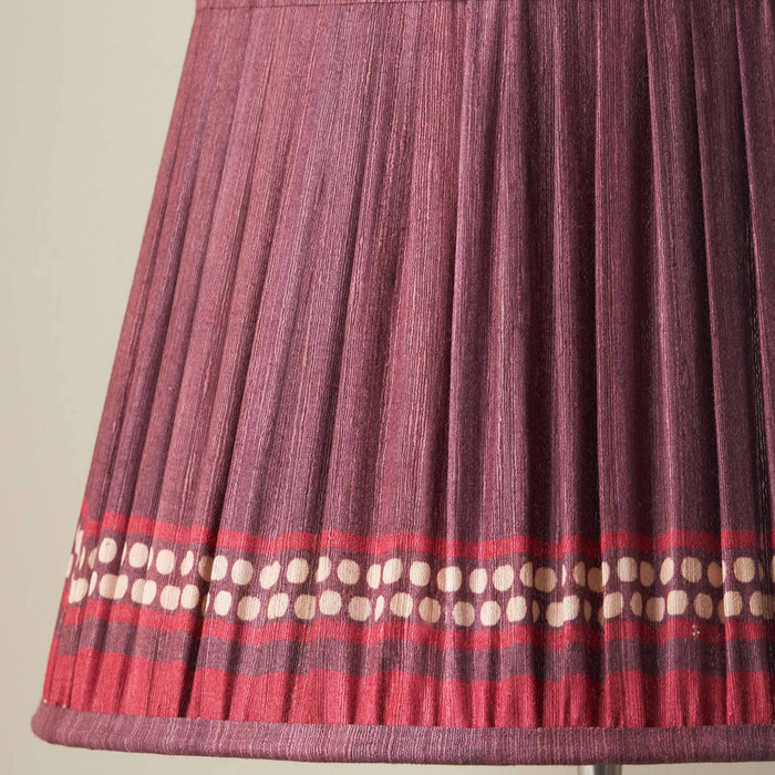 Tamala Red Silk Border Print Mushroom Pleat Tapered Lampshade