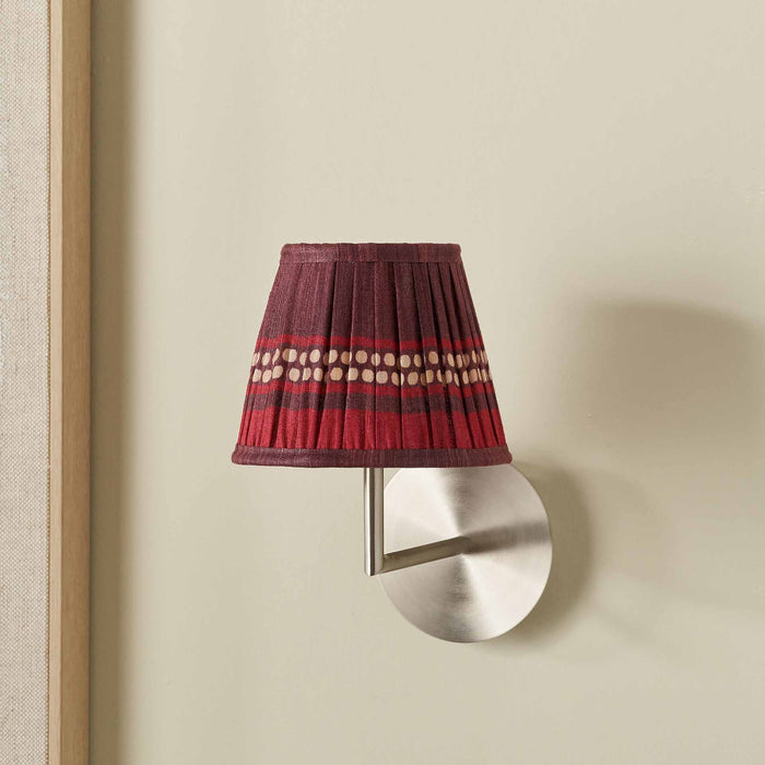 Tamala Red Silk Border Print Mushroom Pleat Tapered Lampshade