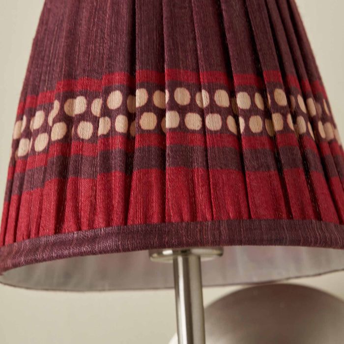 Tamala Red Silk Border Print Mushroom Pleat Tapered Lampshade