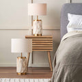 Tate Natural Stone Effect Ceramic Bedside Table Lamp Set Of 2