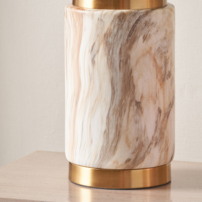 Tate Natural Stone Effect Ceramic Bedside Table Lamp Set Of 2