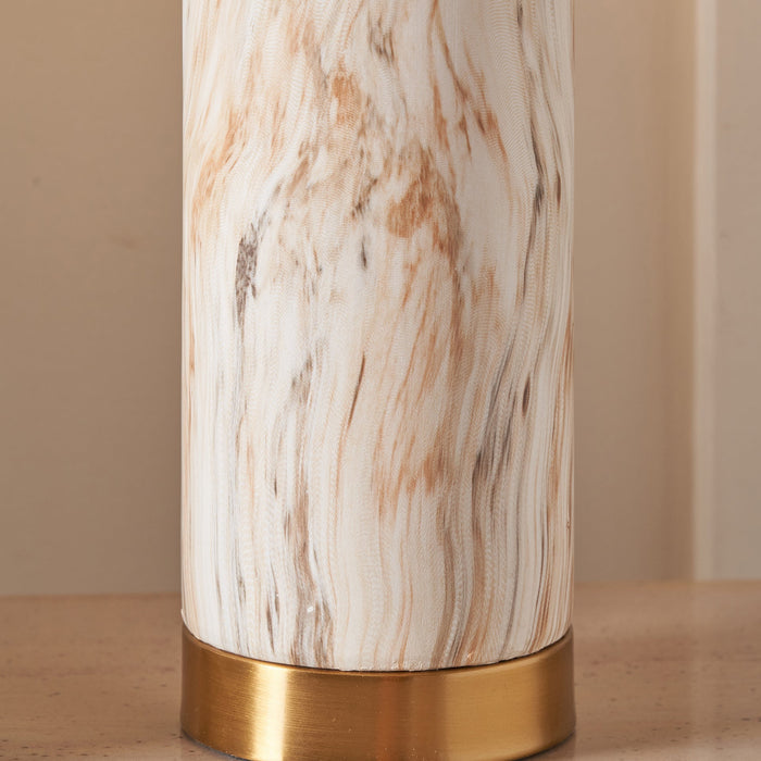 Tate Natural Stone Effect Ceramic Bedside Table Lamp Set Of 2