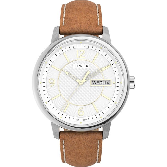 Timex Chicago Day Date 45mm Leather Strap Men's Watch, TW2V28900UJ