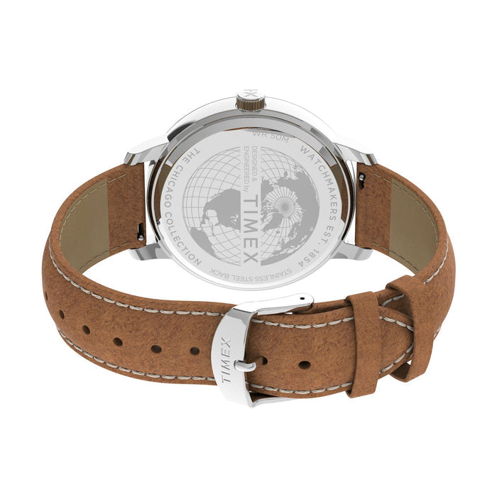 Timex Chicago Day Date 45mm Leather Strap Men's Watch, TW2V28900UJ