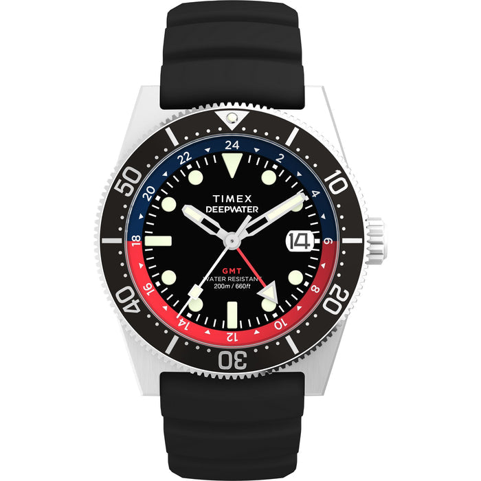 Timex Deepwater Reef 200 GMT 41mm Synthetic Rubber Strap Men's Watch, TW2W75000UJ