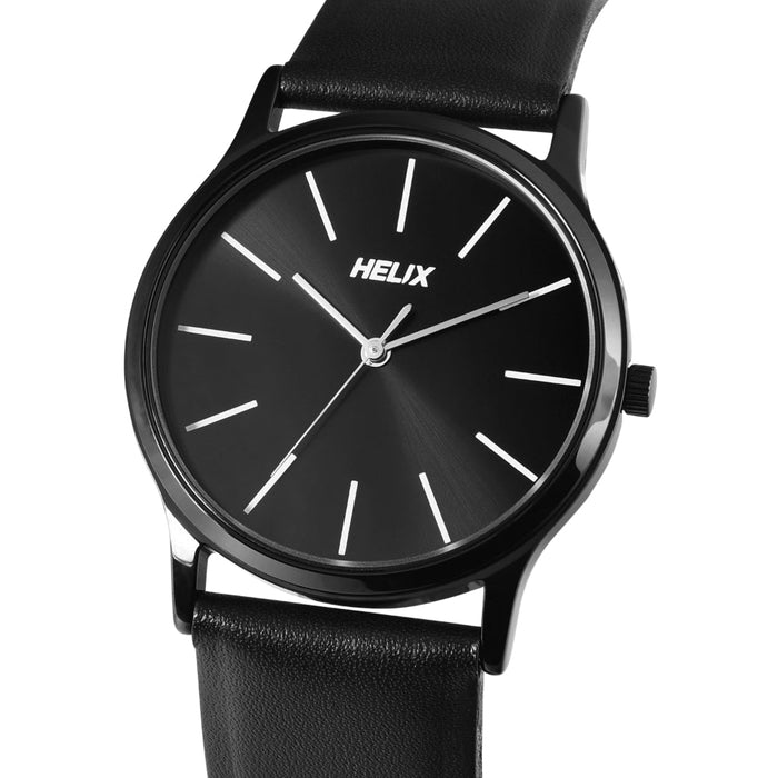 Timex Helix By Black Round Analog Leather Watch Men's Watch, TW054HG04