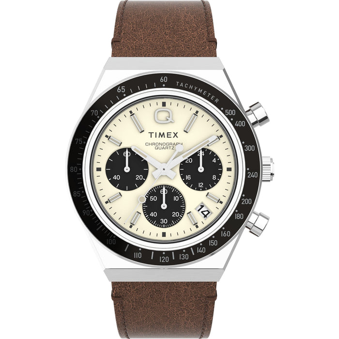 Timex Q Cream Round Dial Analog Men's Watch, TWEG26401