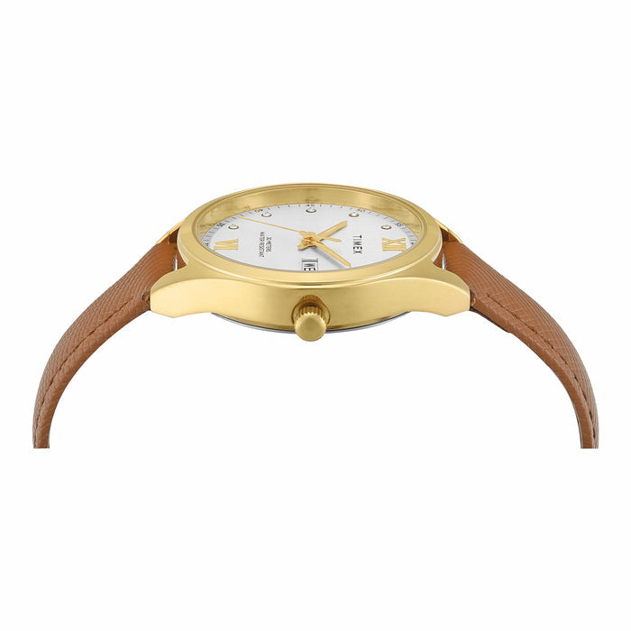 Timex Quartz Silver Dial Analog Leather Women's Watch, TWEL26803