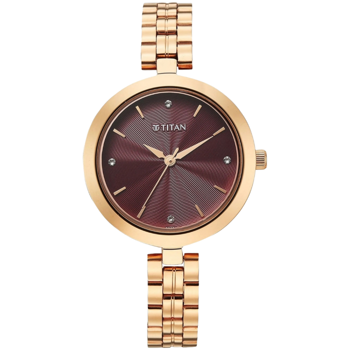 Titan Karishma Quartz Analog Pink Dial Rose Gold Stainless Steel Strap Women's Watch, 2969WM01
