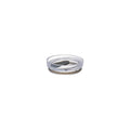 Clear glass ashtray with a black interior on a white background