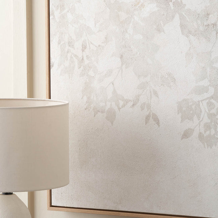 Valea White and Natural Floral Square Canvas with Natural Frame